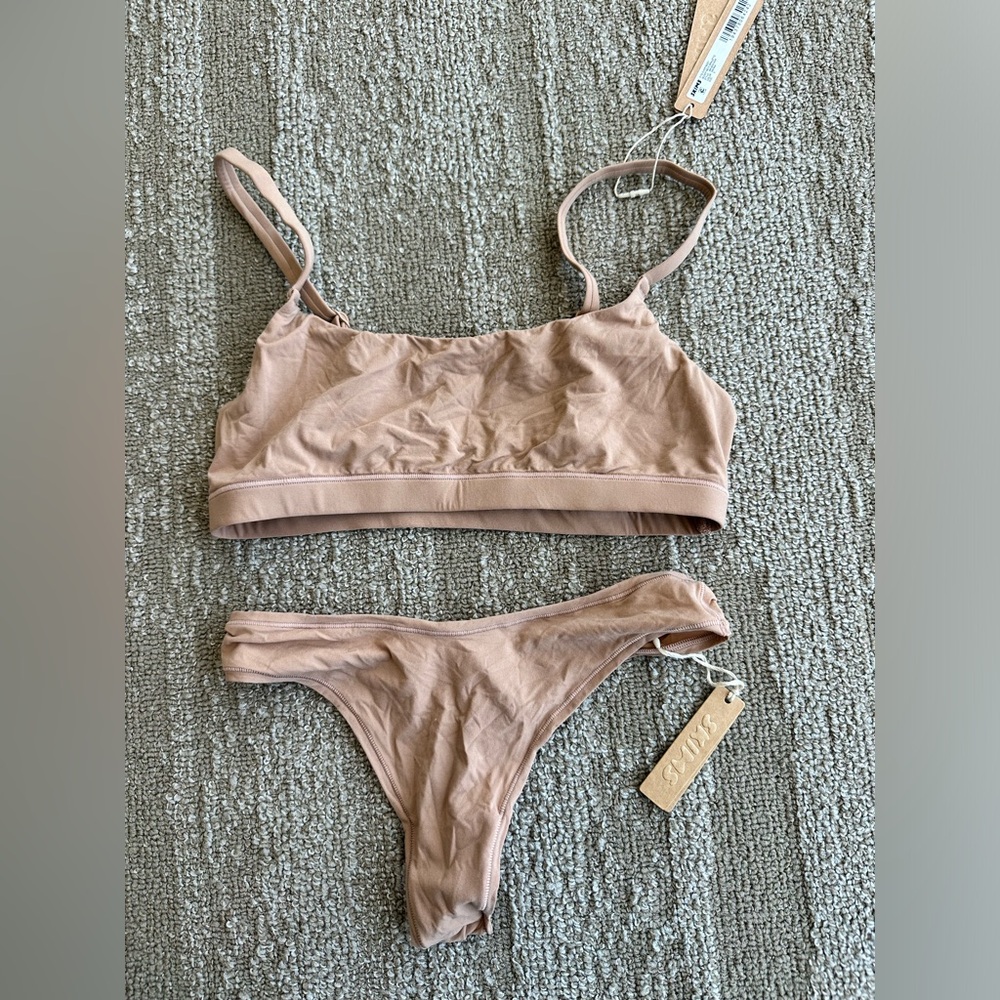SKIMS fits everybody scoop neck bralette and thong set